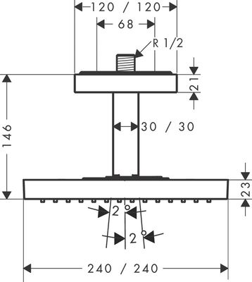 AXOR ShowerSolutions 240 Overhead Shower 1 Jet with Ceiling Connection