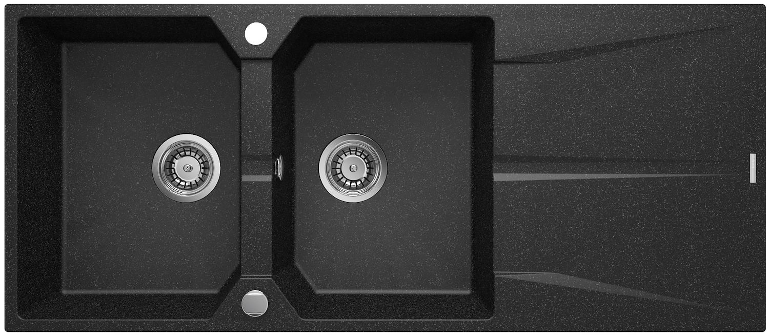 Deante Corio Double Bowl Granite Built-In Kitchen Sink 116 x 50 cm in Graphite