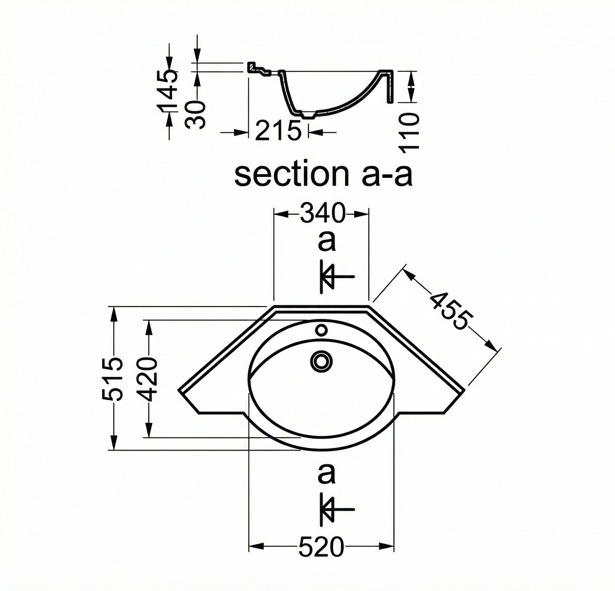 Plan-vasque Orion 45 cm - vue 3