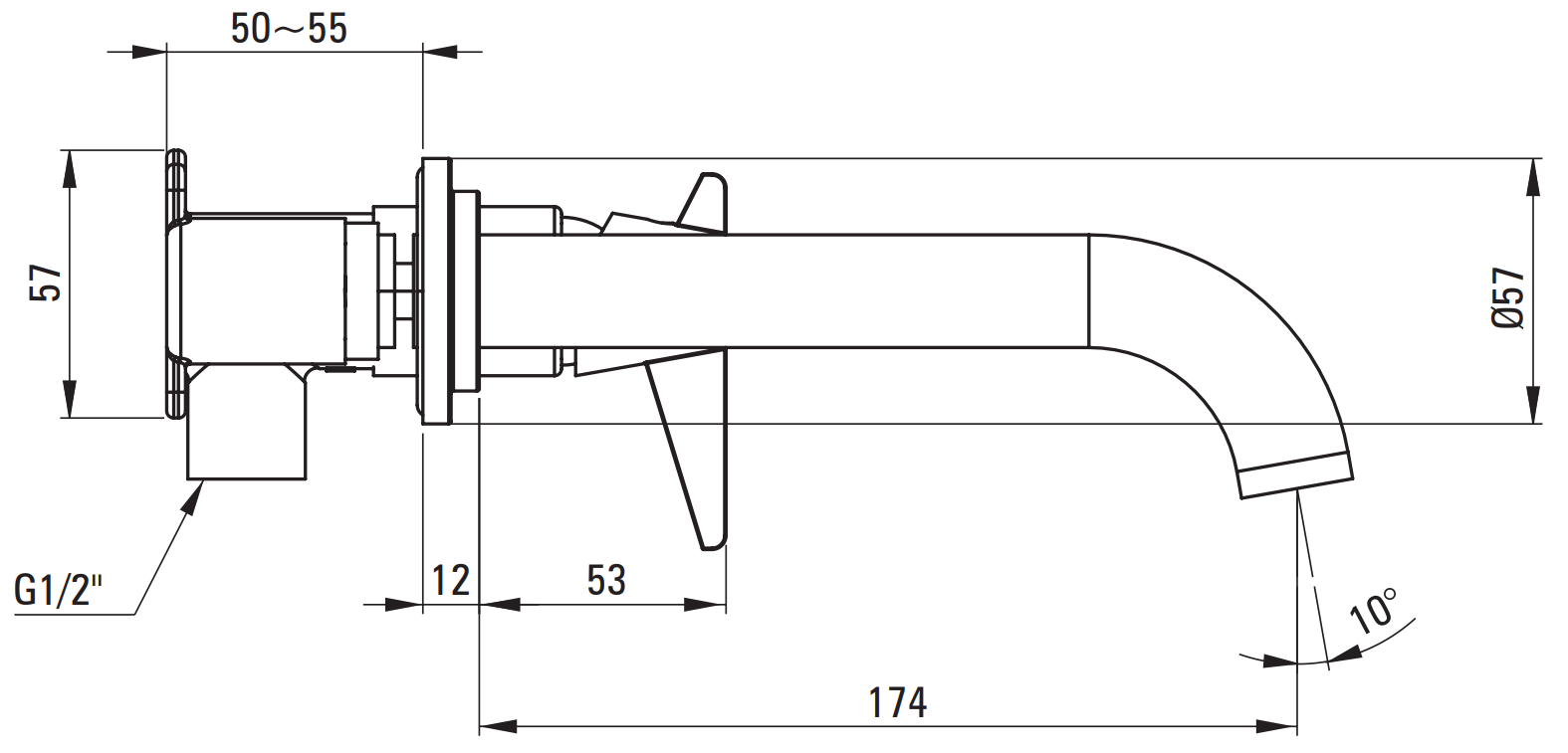 Mitigeur de lavabo encastré Deante Temisto 174 mm sans bonde en PVD laiton brossé - vue 2
