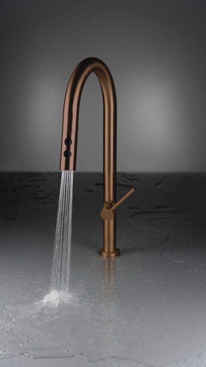 Mitigeur de cuisine Deante Olfato avec douchette extractible 2 jets en PVD bronze brossé — vue 5