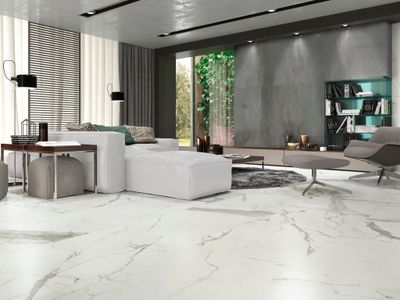 Cifre Ceramica Statuario mat 60 x 120 cm carreaux de sol en porcelaine effet marbre blanc.