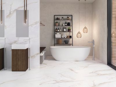 Carrelage Cifre Ceramica Diamond Gold mat 60 x 120 cm pour sol de salle de bain moderne.