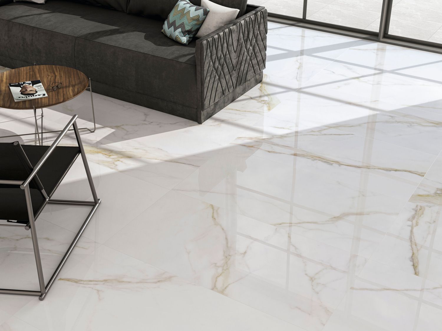 Cifre Ceramica Diamond Gold glossy porcelain stoneware 60 x 120 cm, rectified