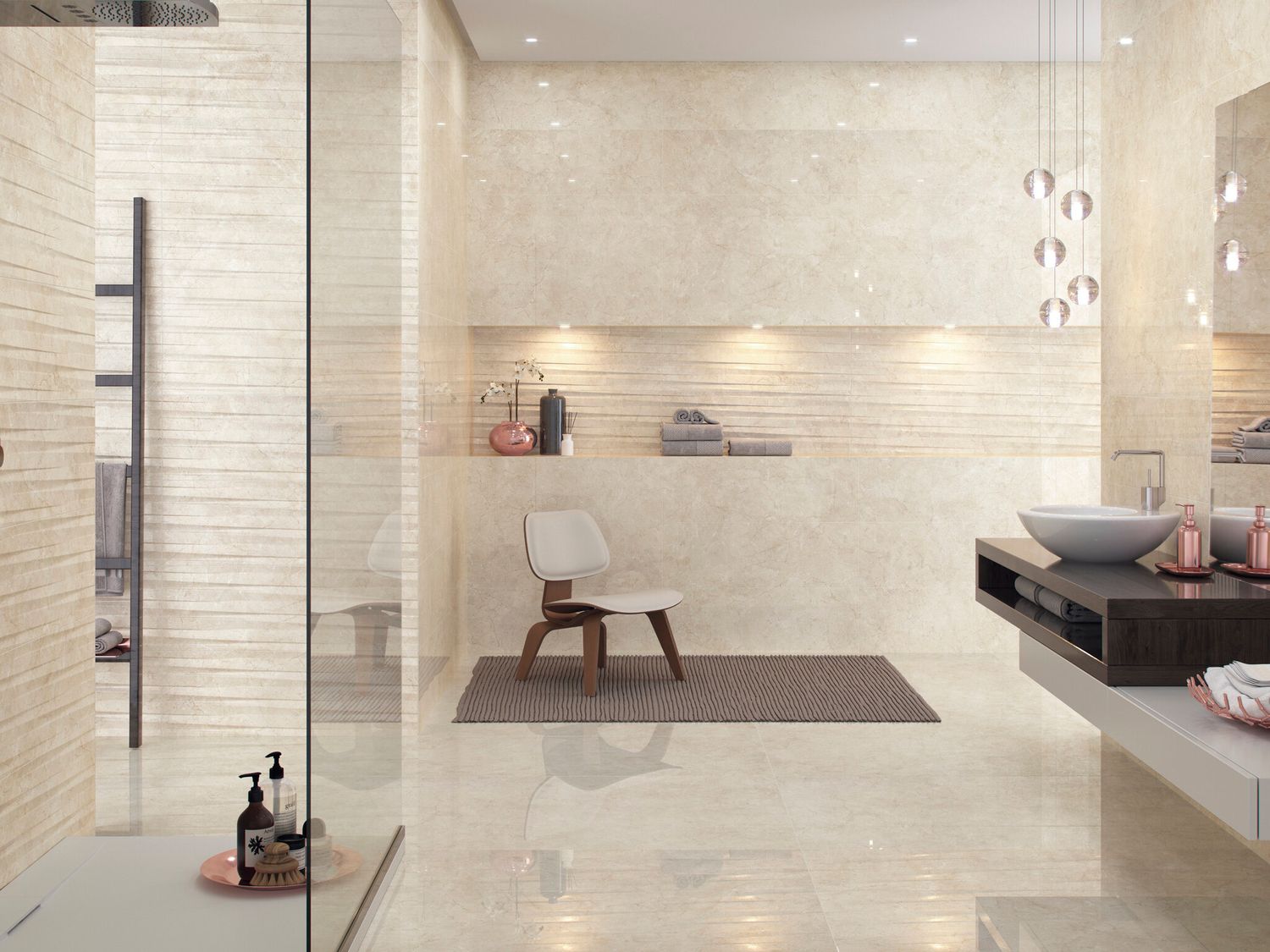 Glazed Stoneware Cifre Ceramica Crema Marfil Glossy 60 x 60 cm, Rectified