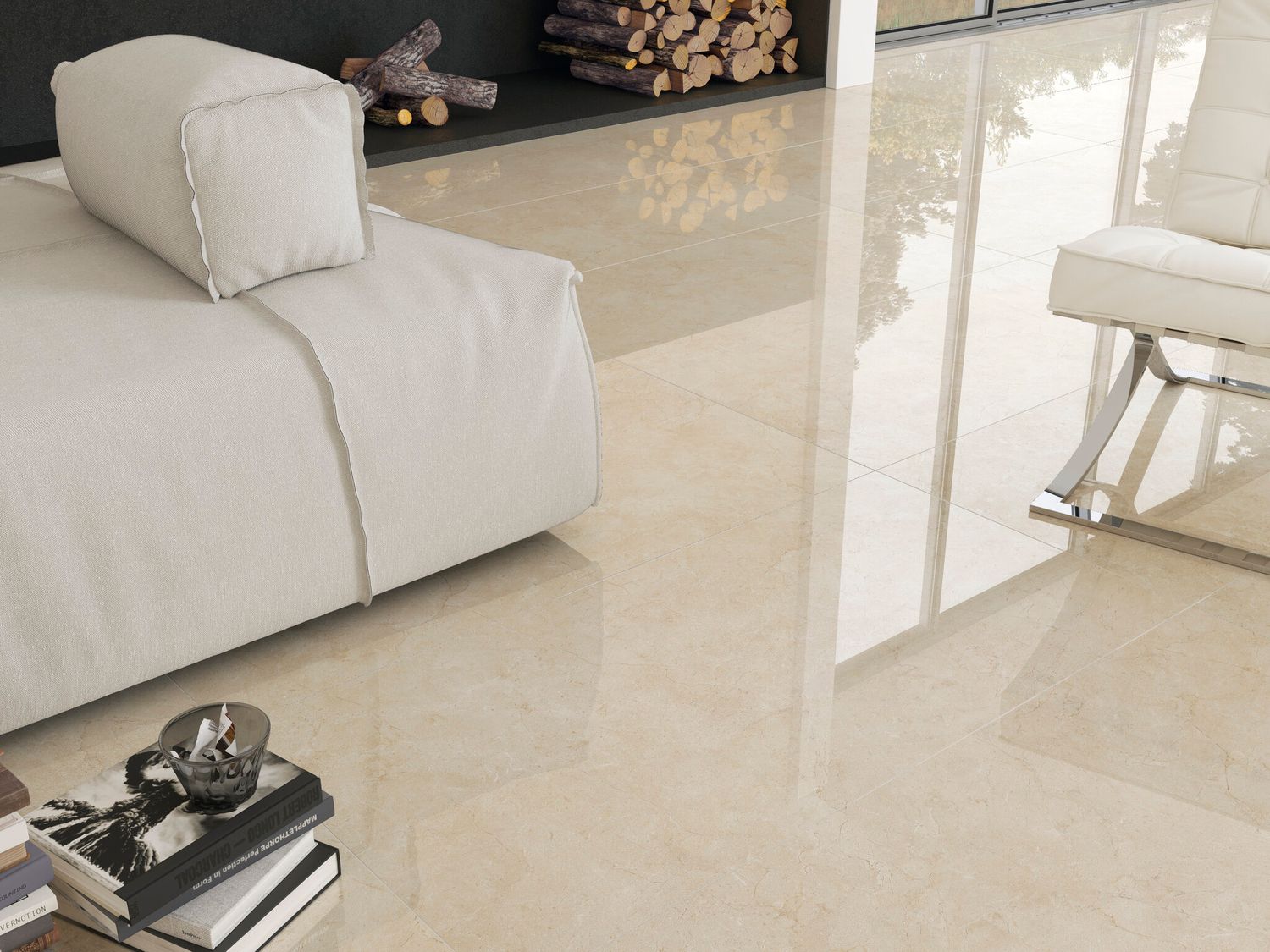 Cifre Ceramica Porcelain Stoneware Crema Marfil Glossy 60 x 120 cm, Rectified
