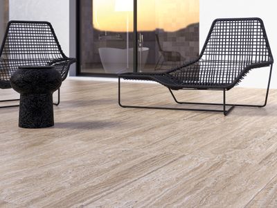 Cifre Ceramica Liceo Travertin Beige mat 100 x 100 cm carreaux de sol en céramique rectifiée.