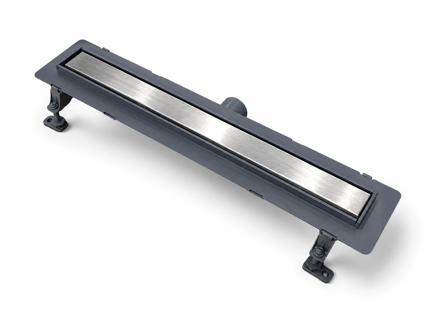Canivelle de douche Vogi Drain linéaire Duo 80 cm avec grille réversible prêt à carreler ou en acier inoxydable 304 brossé - débit d'évacuation 56 L/min — vue 4