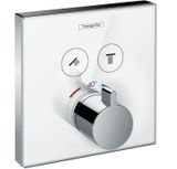 Set de finition pour mitigeur thermostatique encastré Hansgrohe ShowerSelect en chromé - blanc
