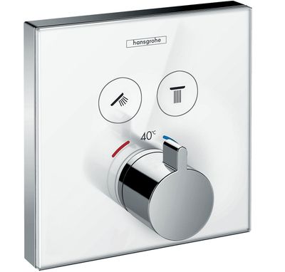 Thermostat Hansgrohe ShowerSelect chromé avec limitation de température à 40 degrés Celsius.