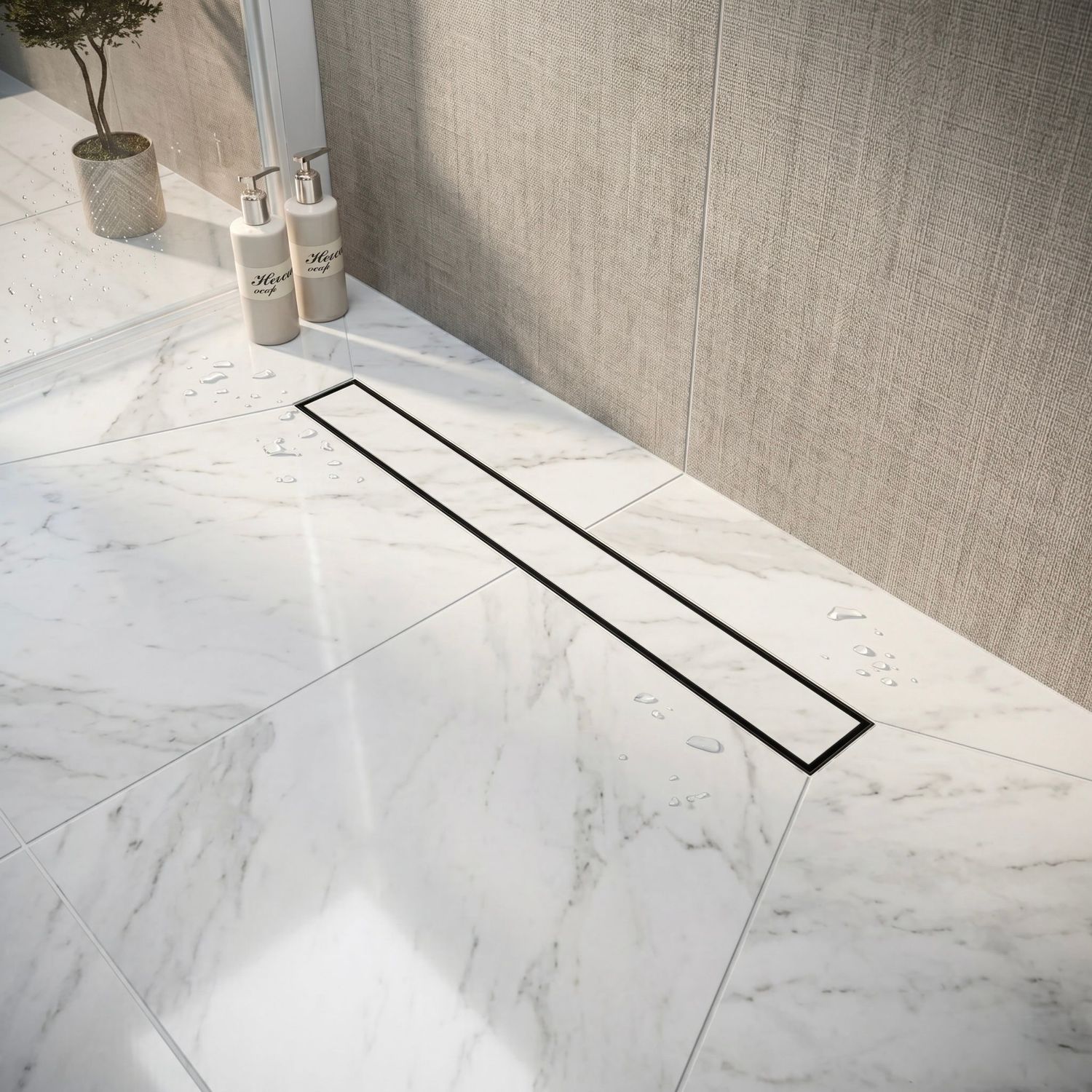 Vogi Drain Linear ABS Duo Shower Channel 50 cm in Matte Black - Drain Flow Rate 56 L/min