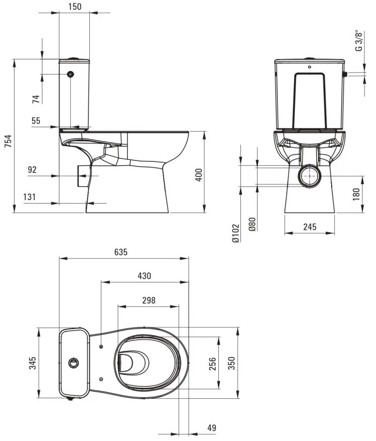 Pack cuvette sur pied monobloc Deante Funkia Evo Rimfree avec fixations cachées et abattant à abaissement automatique - vue 3
