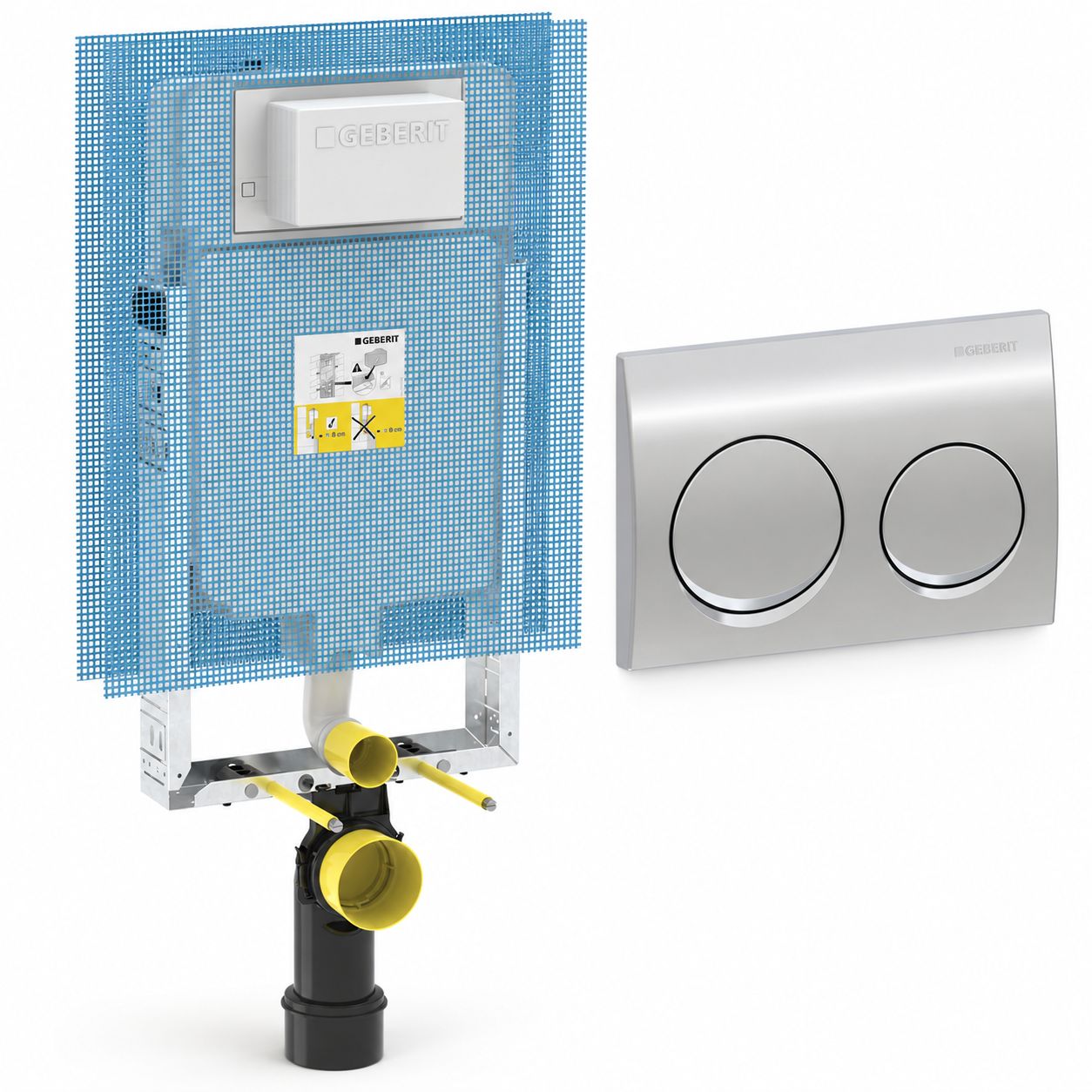 Bâti-pack® Réservoir encastré et plaque de déclenchement Geberit Alpha 25 round