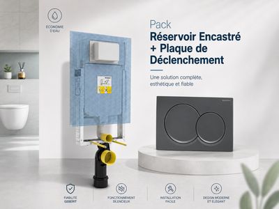 Bâti-pack® Réservoir encastré et plaque de déclenchement Geberit Alpha 01 square noir mat