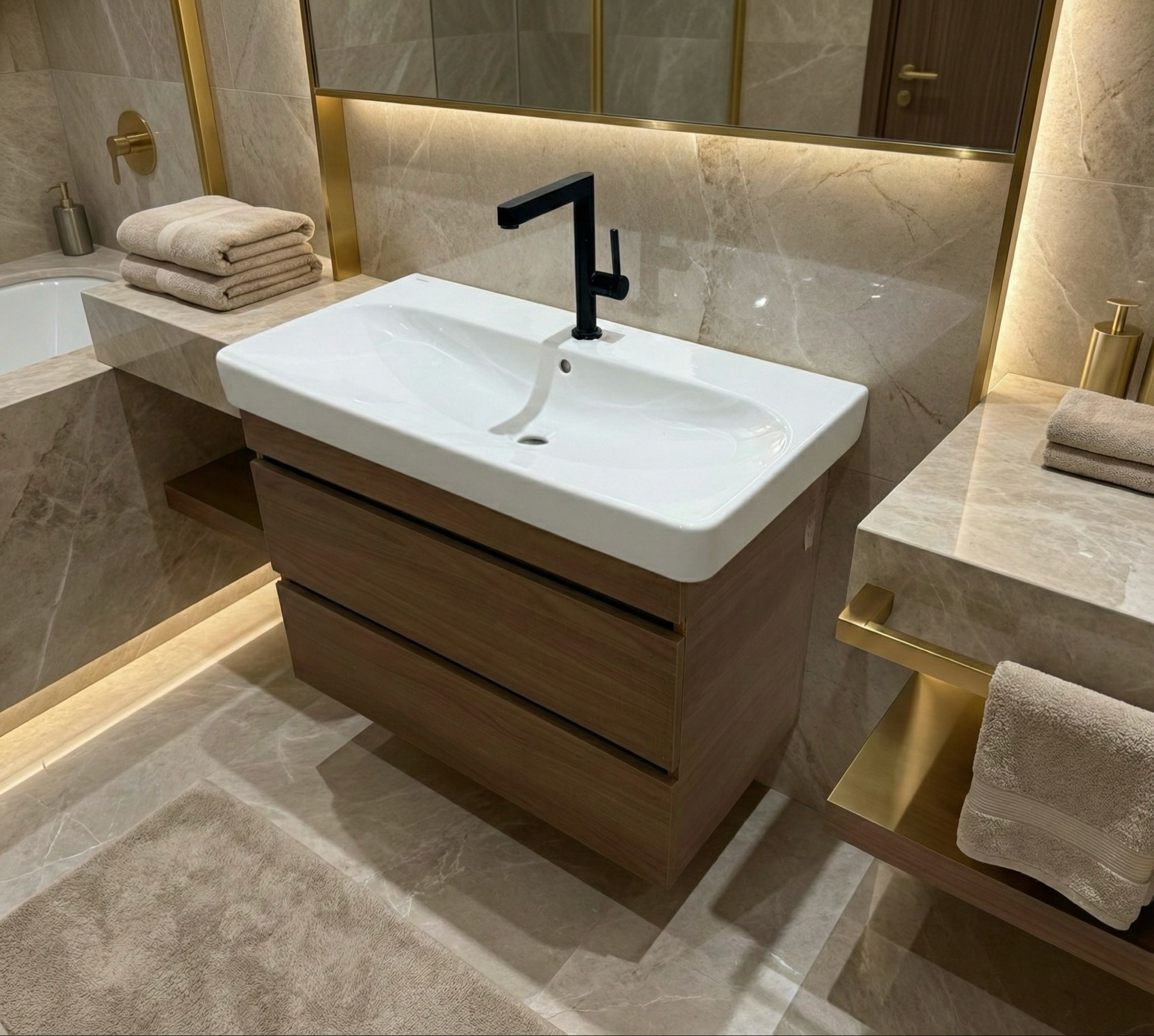 Meuble de salle de bains à deux tiroirs pour lavabo Geberit Smyle 75 cm (sans vasque) - vue 3