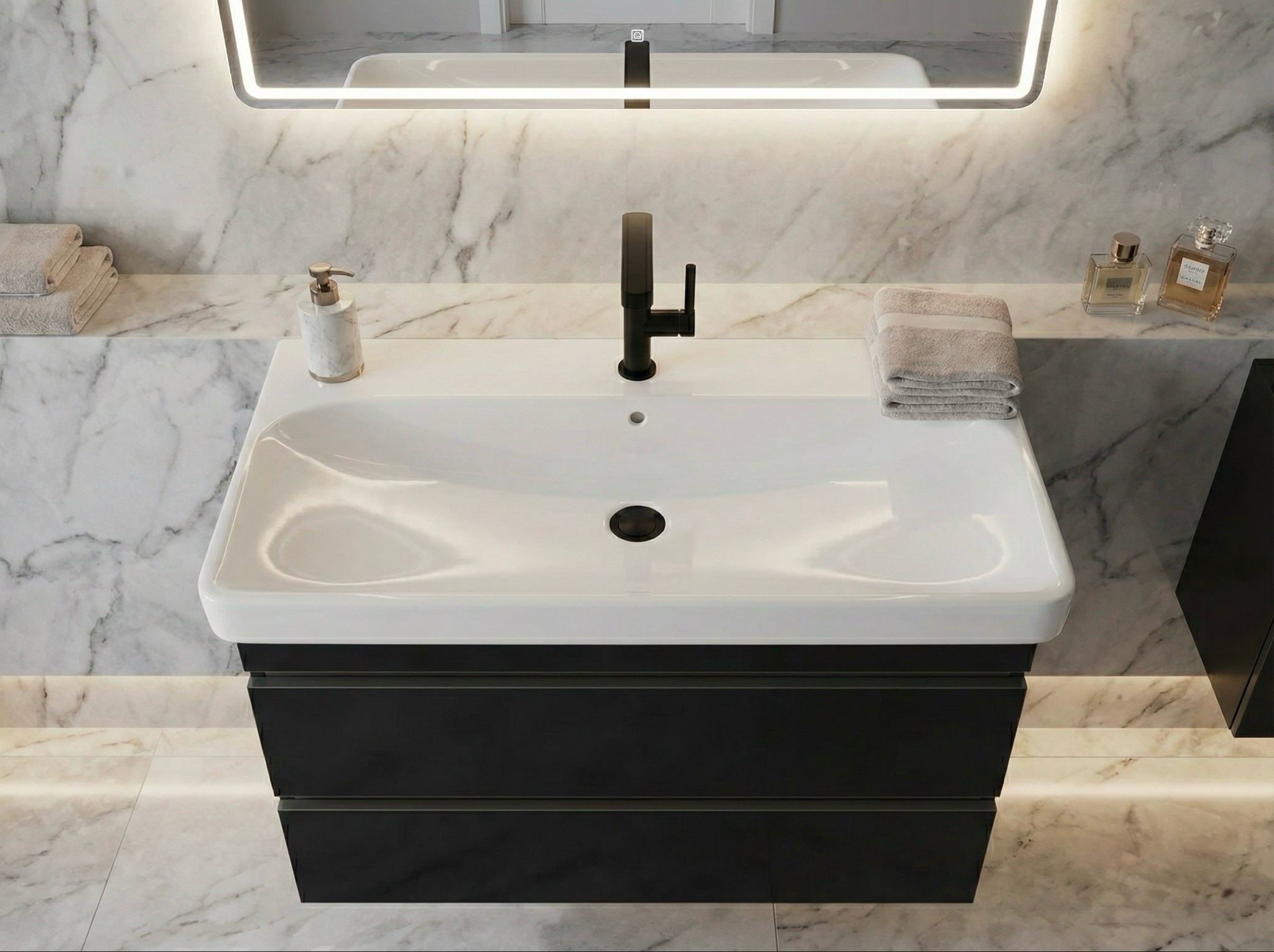 Meuble de salle de bains à deux tiroirs pour lavabo Geberit Smyle 75 cm (sans vasque) - vue 2