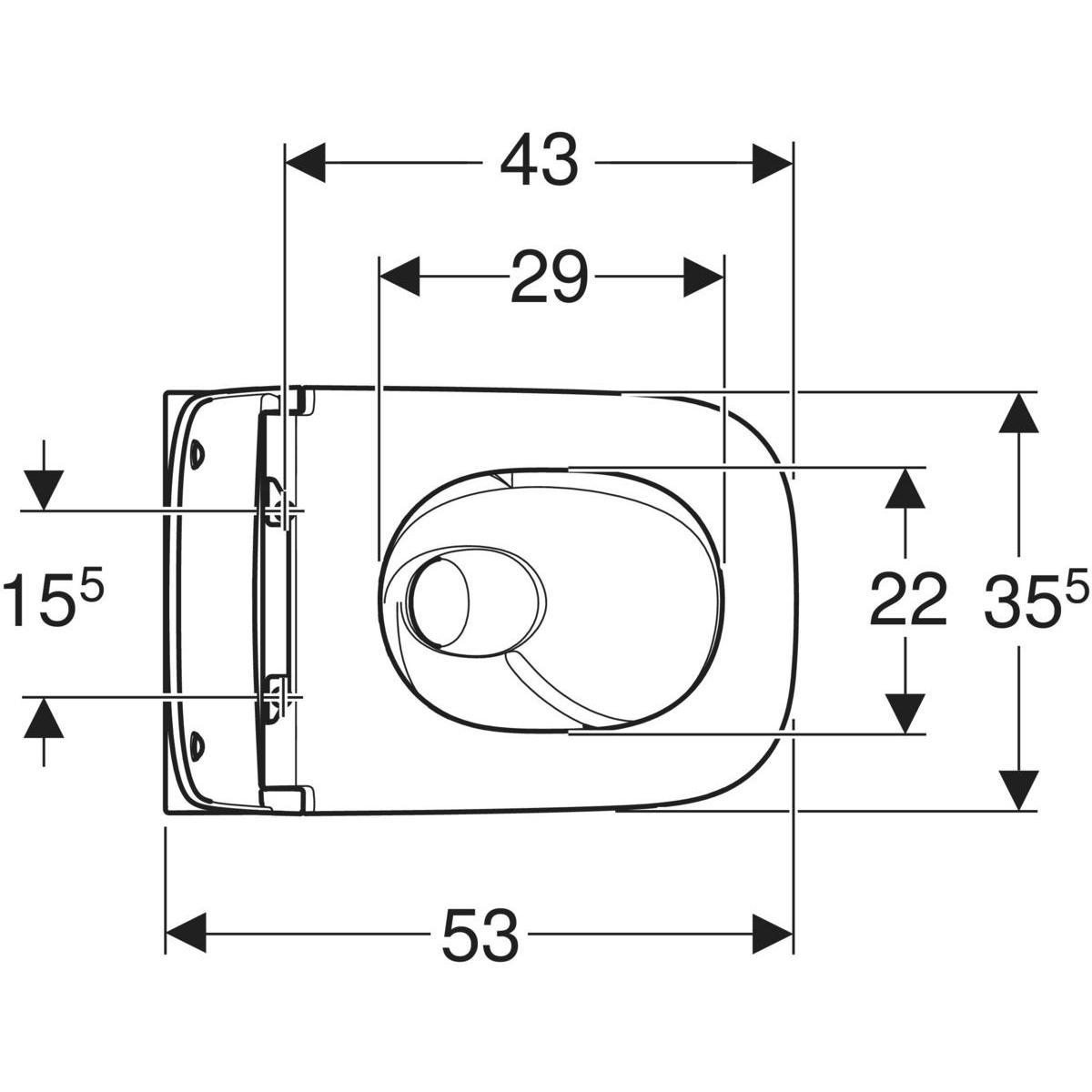 Pack cuvette suspendue Geberit Smyle Square carénée Rimfree, TurboFlush, avec fixations cachées et abattant à abaissement automatique déclipsable antibactérien - vue 6
