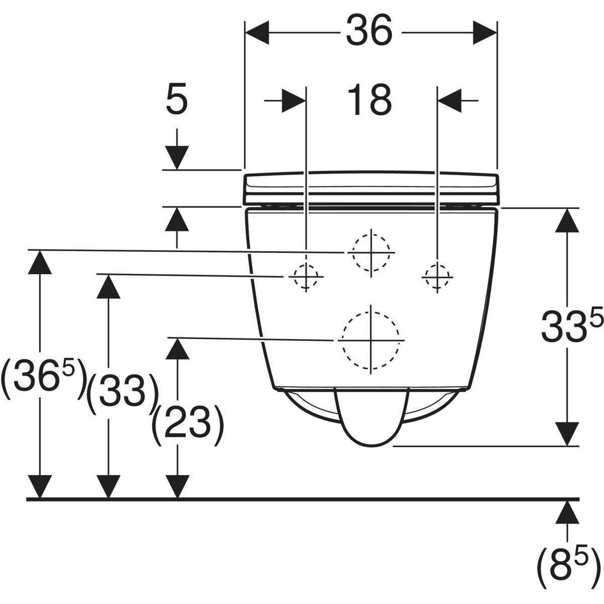 Pack cuvette suspendue Geberit Smyle Square carénée Rimfree, TurboFlush, avec fixations cachées et abattant à abaissement automatique déclipsable antibactérien - vue 7