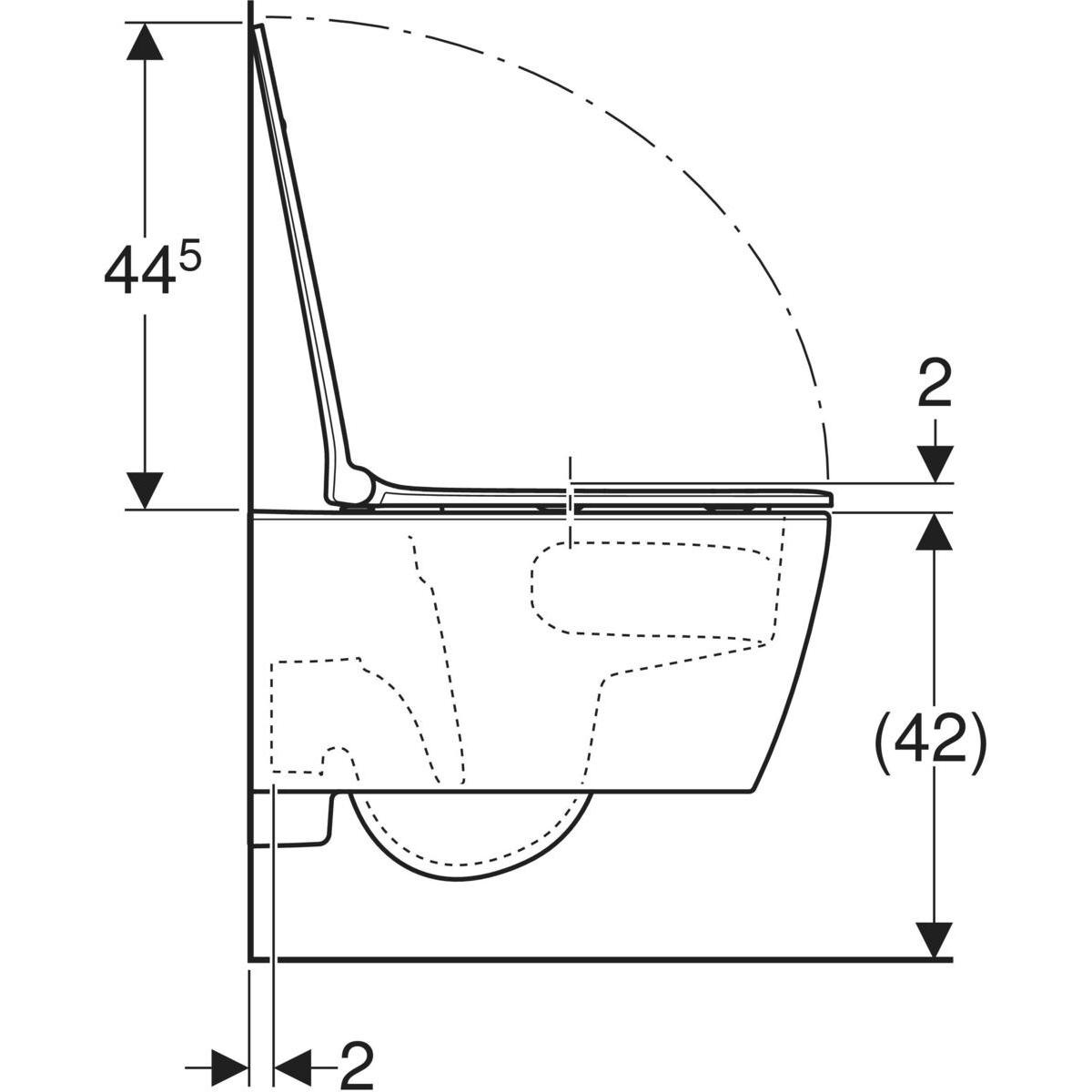 Pack cuvette suspendue Geberit Smyle Square carénée Rimfree, TurboFlush, avec fixations cachées et abattant à abaissement automatique déclipsable antibactérien - vue 8