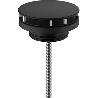 Bonde de lavabo Hansgrohe noire à écoulement libre avec raccord G 1 ¼" et tige filetée métallique.