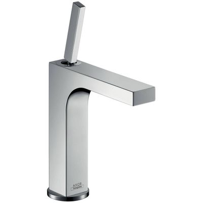 Robinet de lavabo chromé AXOR Citterio 160 avec poignée joystick et bec fixe.