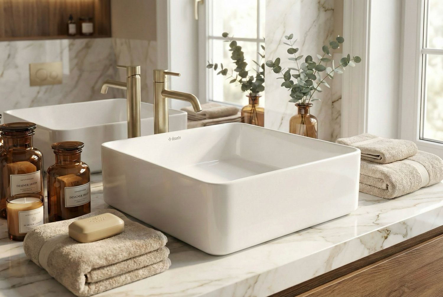Deante Square Countertop Basin Square 40.5 X 40.5 cm