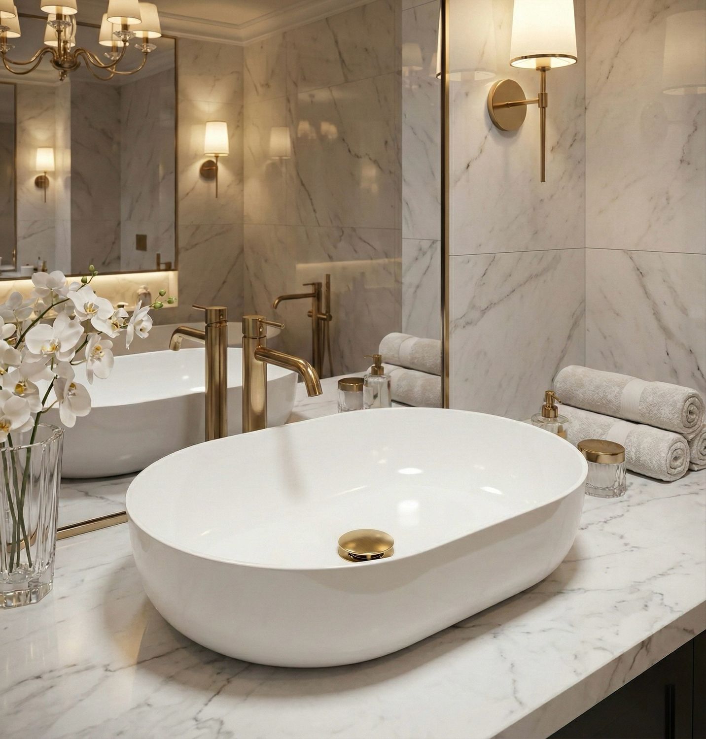 Deante Round Oval Countertop Basin 58 x 38 cm