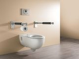 Plaque de commande de chasse d'eau électronique infrarouge Geberit Sigma10, chrome brossé, antivandalisme, pour WC mural.