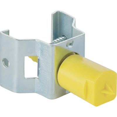 Clip Geberit GIS galvanisé avec composant en plastique jaune et filetage M10, pour tiges filetées.