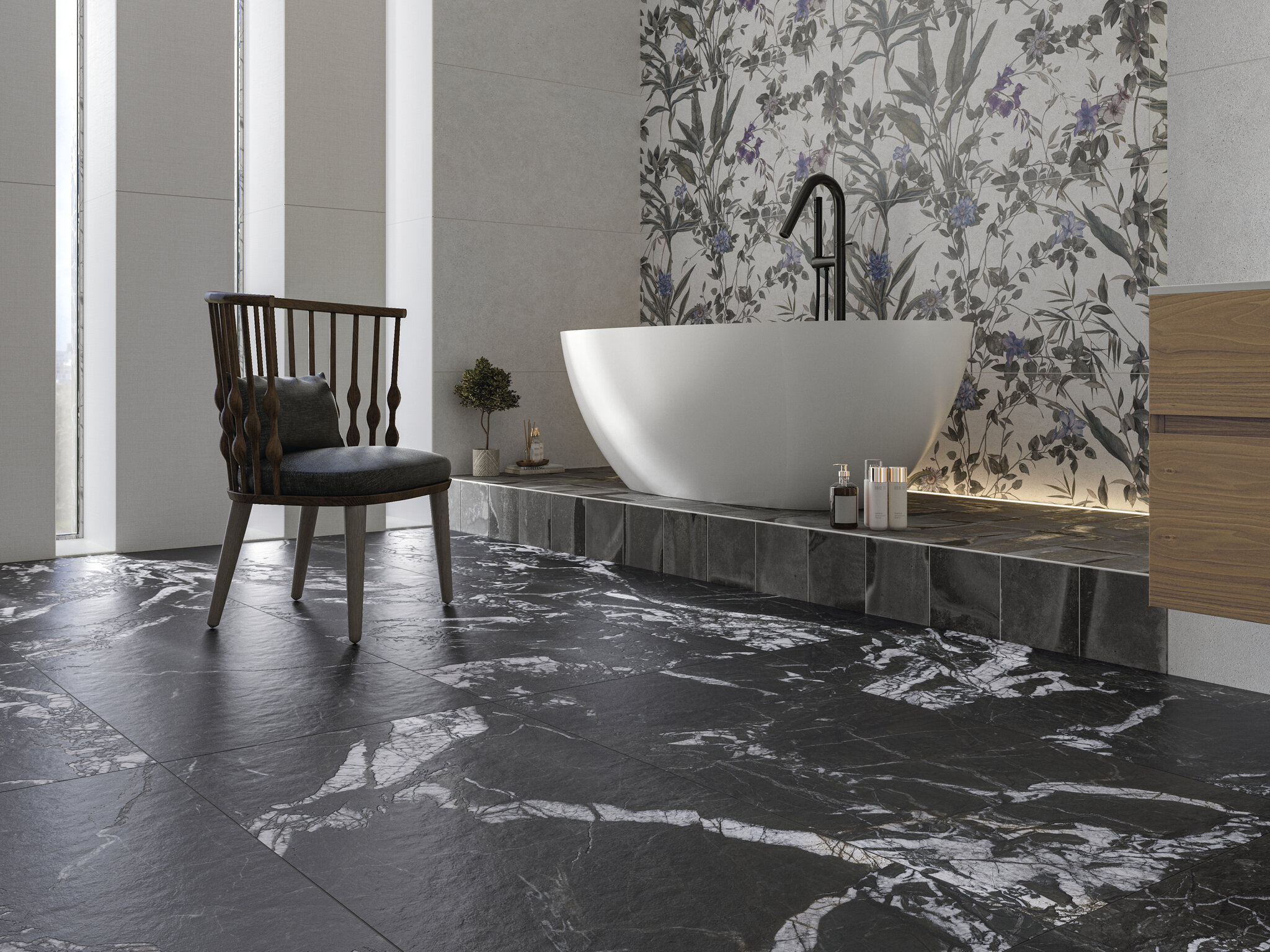 Grès cérame Arvora Black mat 60 x 120 cm - Cifre Ceramica