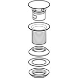 Pièces de vidange d'évier Geberit, couvercle de soupape à écoulement libre, longueur filetée de 5 cm, matériau synthétique chromé.