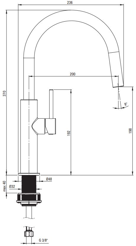 Mitigeur de cuisine Deante Evora 200 mm en chromé — vue 4