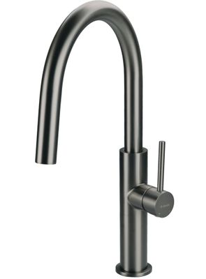 Robinet de cuisine Deante Evora, 200 mm, titane, poignée unique, cartouche céramique, bec pivotant.