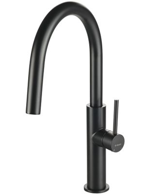 Robinet de cuisine Deante Evora, 200 mm, noir mat, poignée unique, cartouche céramique, bec pivotant.