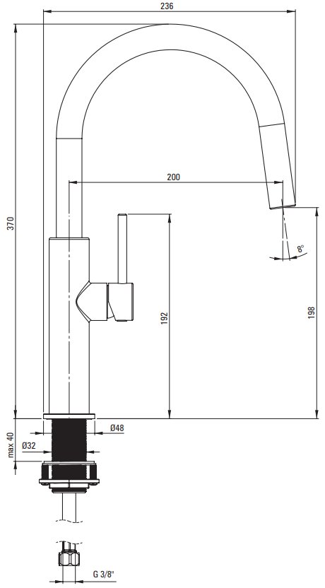 Mitigeur de cuisine Deante Evora 200 mm en PVD or brossé - vue 6
