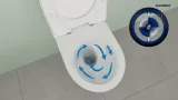 Composant du système de chasse d'eau Geberit Combifix Sigma 8cm avec un design bleu et blanc pour montage mural.