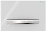 Geberit Sigma50 plaque de déclenchement, blanc, bandes chromé brossé, revêtement Easy Clean.