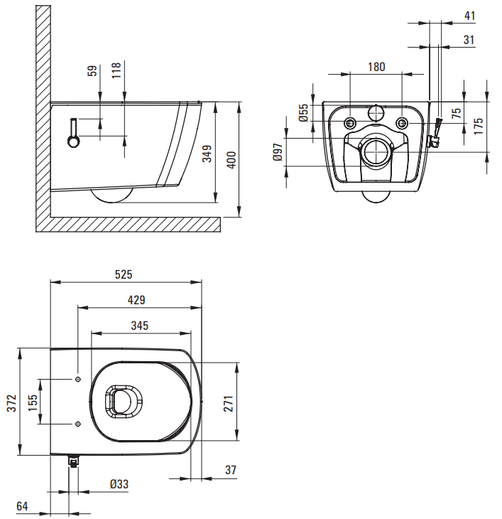 Pack cuvette suspendue Deante Blur sans rebord avec fonction bidet, mitigeur et abattant à abaissement automatique - vue 10