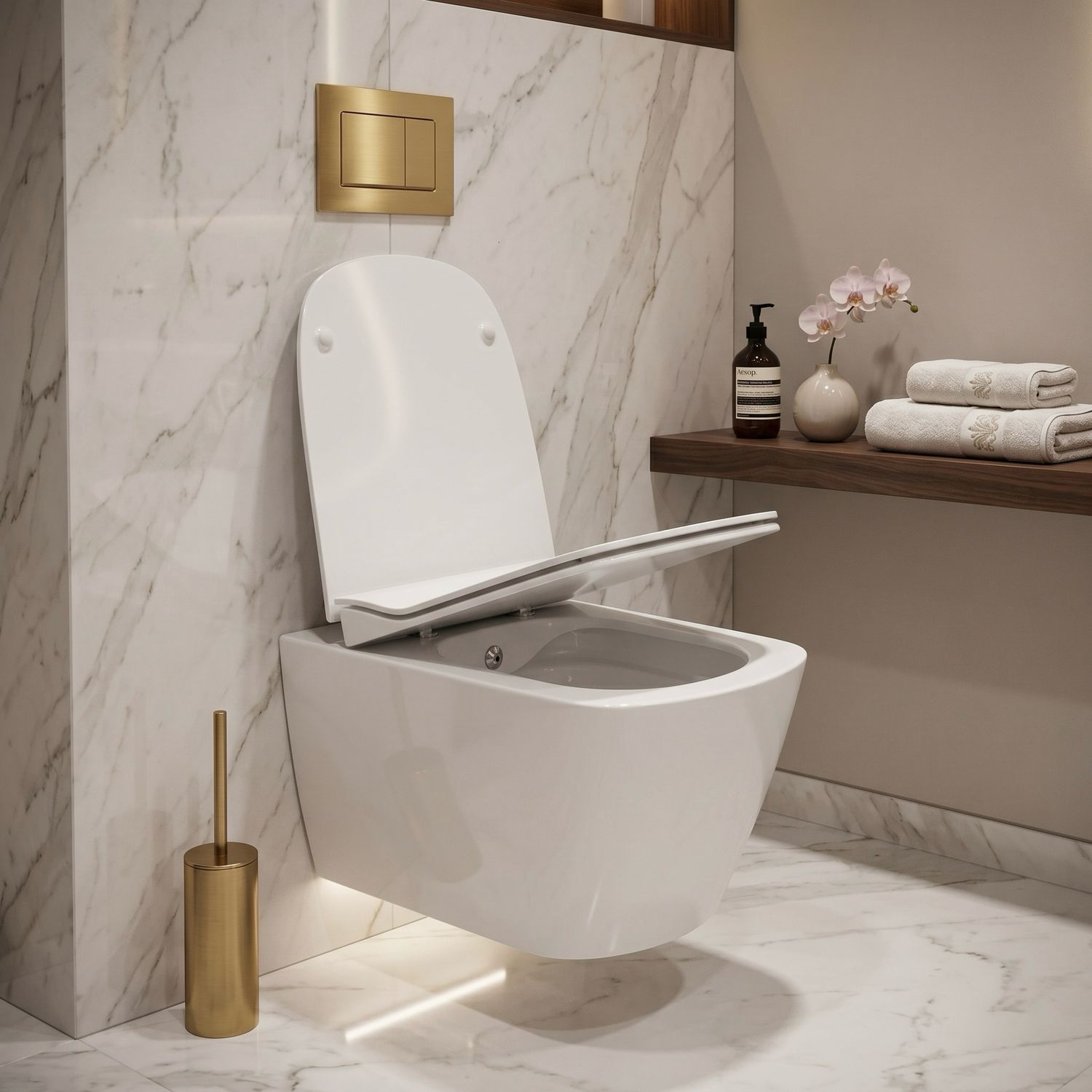 Deante Blur Rimless Wall-Hung Toilet Pack with Bidet Function, Mixer, and Soft-Close Seat