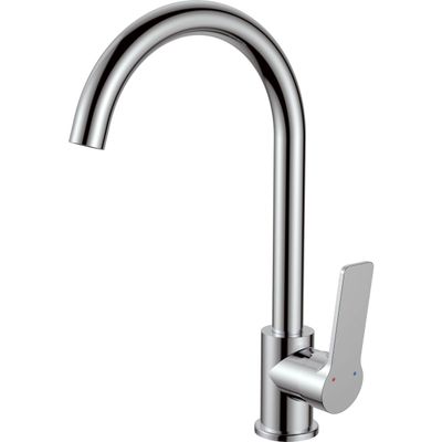 Robinet de cuisine chromé Deante Loco 332 avec cartouche en céramique et bec pivotant, aérateur M22.