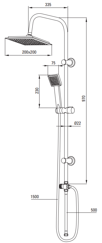 Colonne de douche Deante Joko 210 en chromé - vue 2