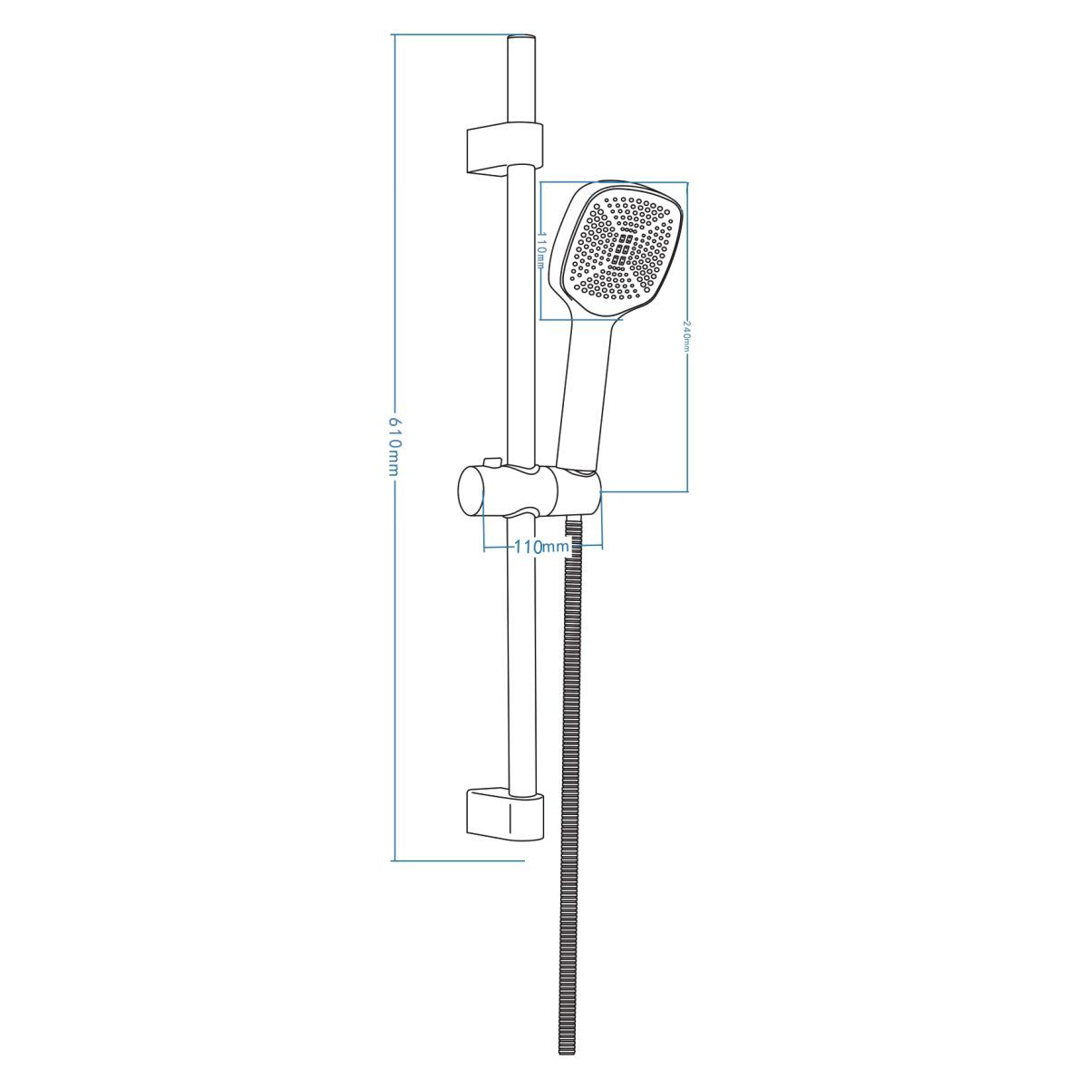 Deante Maro Shower Bar with Single-Jet Hand Shower and Matte Black Hose