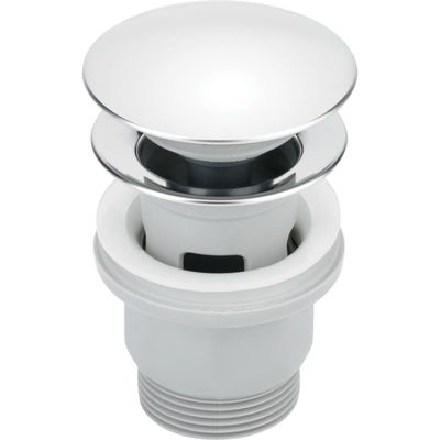 Lavabo Deante click-clac bonde avec dessus chromé, diamètre 66 mm, rond, laiton, trop-plein.