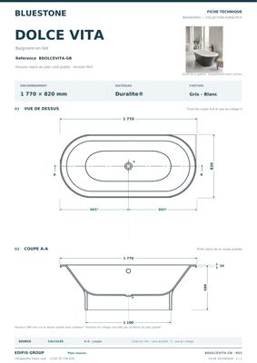 Dolce Two-Tone Bathtub 177 x 82 cm