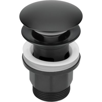 Deante Click-Clack Sink Drain with Overflow in Matte Black