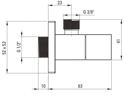 Robinet d'arrêt Deante carré avec cartouche céramique 1/2" - 3/8" - vue 2