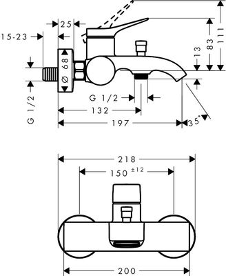 Hansgrohe Vivenis Bath/Shower Mixer in Brushed Black Chrome