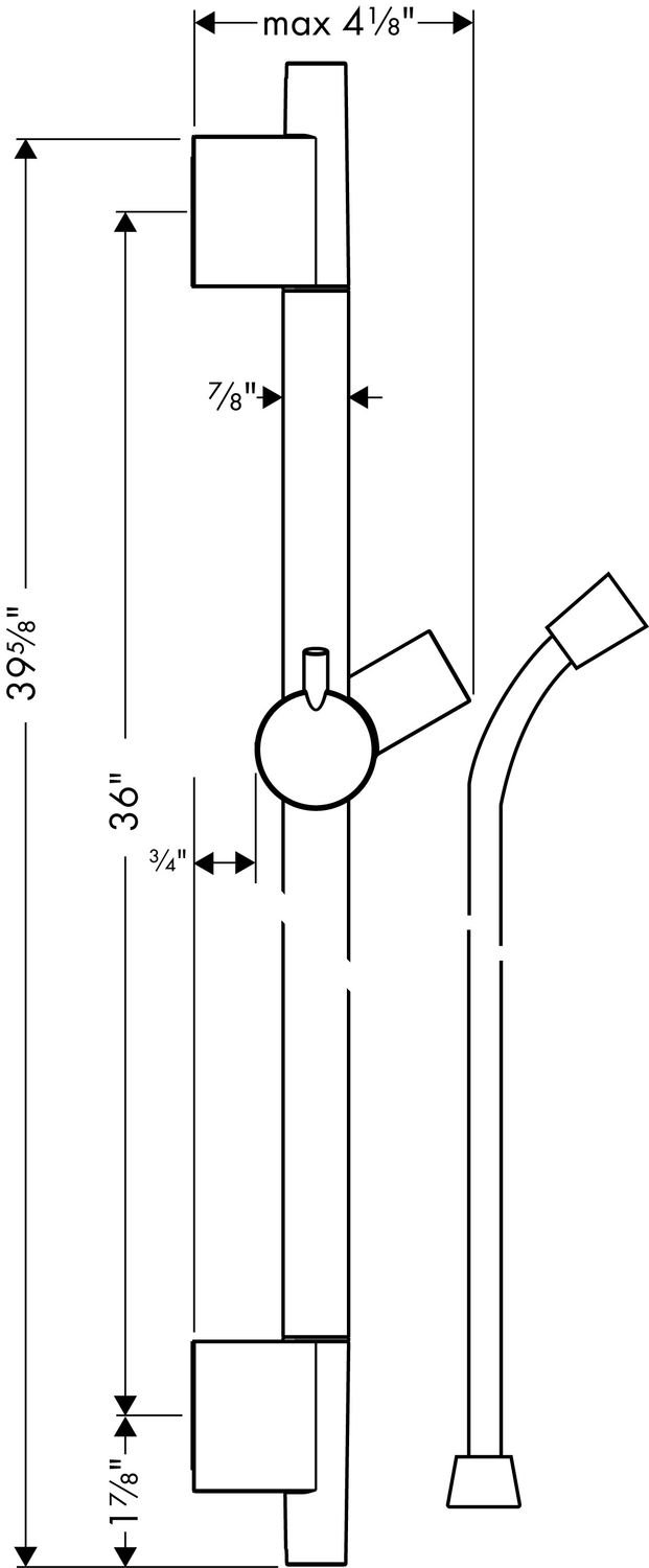 Barre de douche Hansgrohe Unica S Puro 90 cm, avec support de douchette et flexible 160 cm en bronze brossé — vue 3