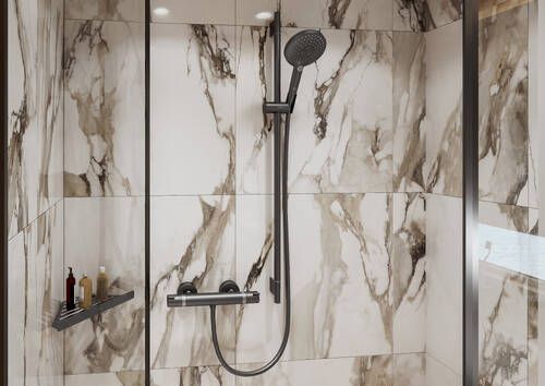Hansgrohe Unica S Puro 65 cm Shower Bar with Hand Shower Holder and 160 cm Hose in Brushed Black Chrome