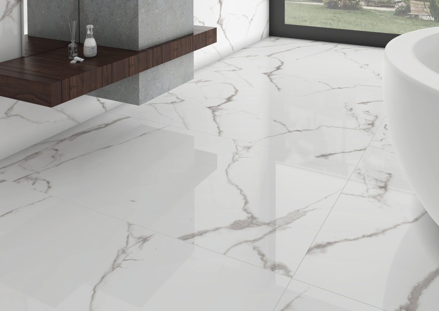 Polished Bianco Carrara Porcelain Stoneware 60 x 120 cm - Cifre Ceramica